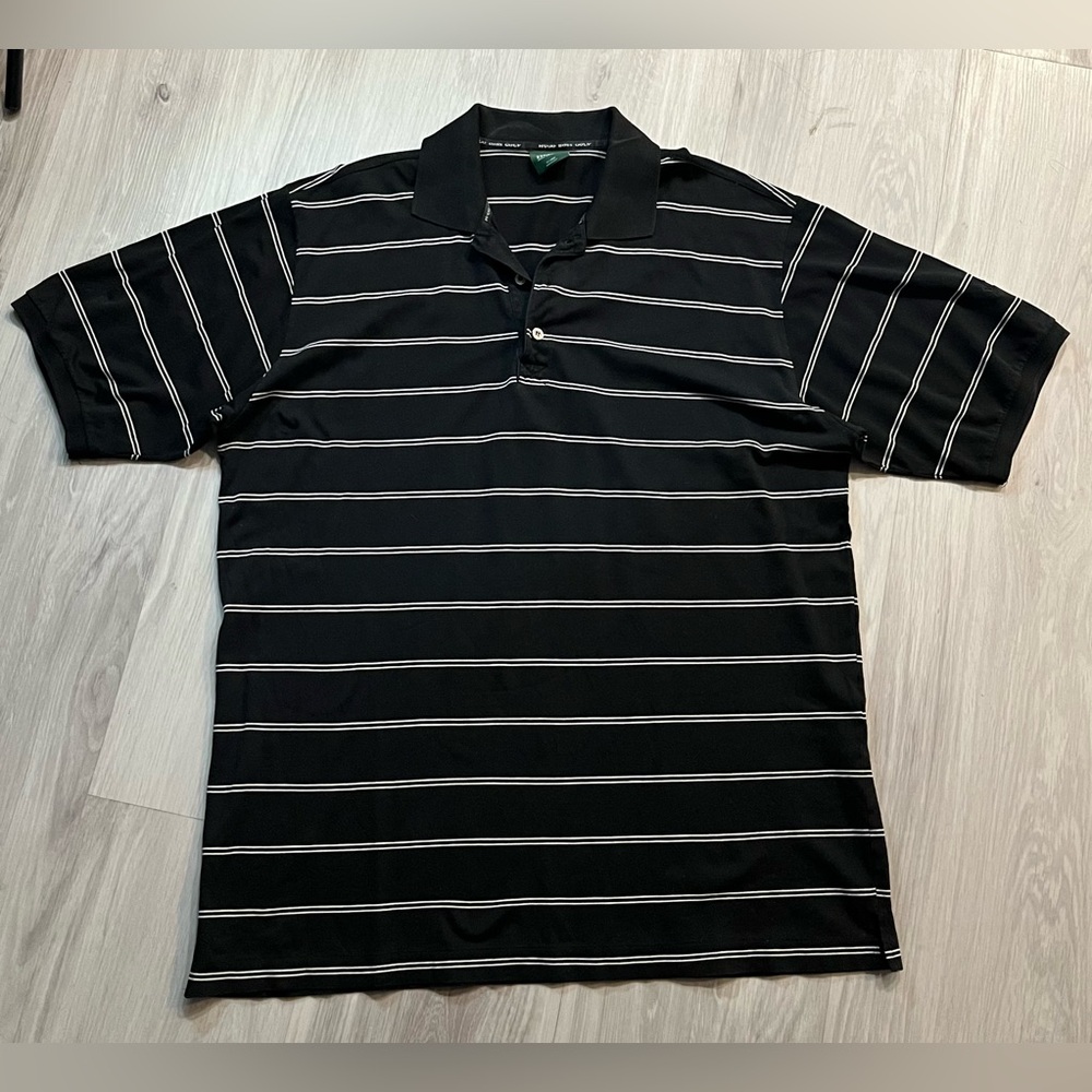 Hugo Boss Black and White‎ Striped Polo Shirt